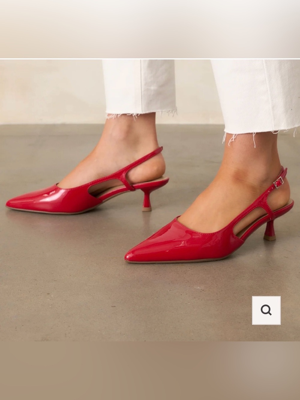 Soda Red Patent Slingback Kitten Heels